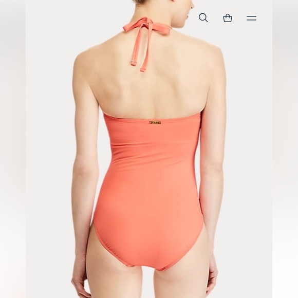 NWT Ralph Lauren Twisted One-Piece Suit in Coral Reef Size 12 - Picture 3 of 15